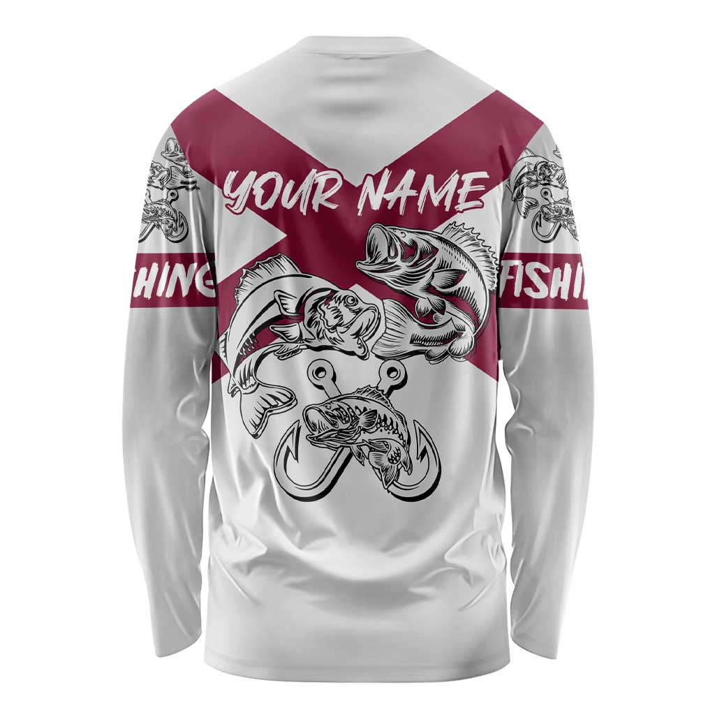 Florida State Flag Fishing Long Sleeve Shirt Hook and Fish Sketch Graphic in Red and White Design - Wonder Print Shop