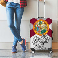 Florida State Flag Fishing Luggage Cover Hook and Fish Sketch Graphic in Red and White Design - Wonder Print Shop