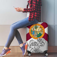Florida State Flag Fishing Luggage Cover Hook and Fish Sketch Graphic in Red and White Design - Wonder Print Shop