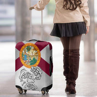 Florida State Flag Fishing Luggage Cover Hook and Fish Sketch Graphic in Red and White Design - Wonder Print Shop