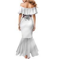 Florida State Flag Fishing Mermaid Dress Hook and Fish Sketch Graphic in Red and White Design - Wonder Print Shop