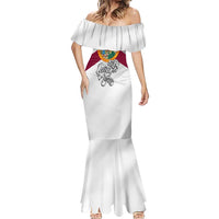 Florida State Flag Fishing Mermaid Dress Hook and Fish Sketch Graphic in Red and White Design - Wonder Print Shop