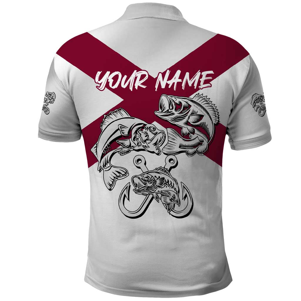 Florida State Flag Fishing Polo Shirt Hook and Fish Sketch Graphic in Red and White Design - Wonder Print Shop