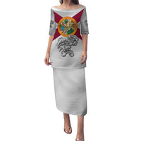 Florida State Flag Fishing Puletasi Hook and Fish Sketch Graphic in Red and White Design - Wonder Print Shop