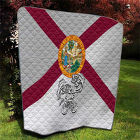 Florida State Flag Fishing Quilt Hook and Fish Sketch Graphic in Red and White Design - Wonder Print Shop