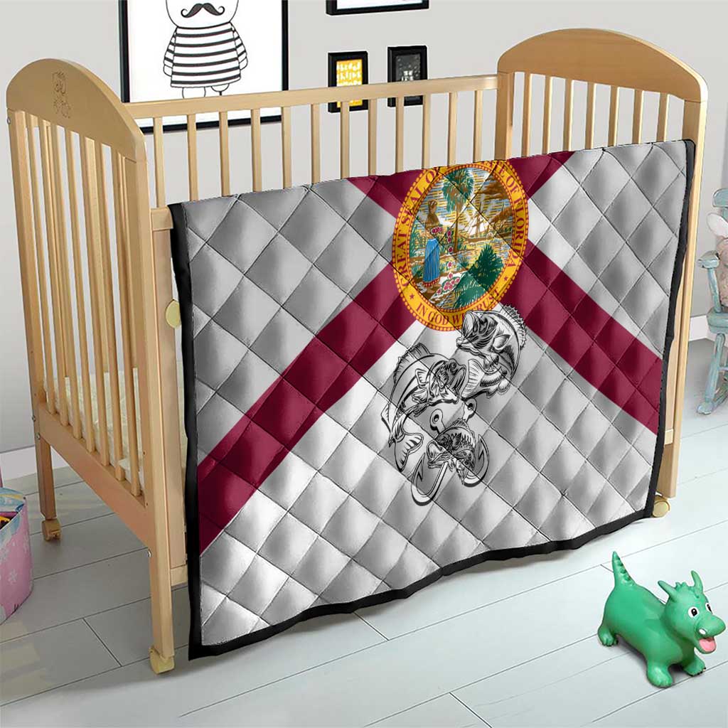 Florida State Flag Fishing Quilt Hook and Fish Sketch Graphic in Red and White Design - Wonder Print Shop