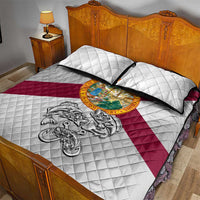 Florida State Flag Fishing Quilt Bed Set Hook and Fish Sketch Graphic in Red and White Design - Wonder Print Shop
