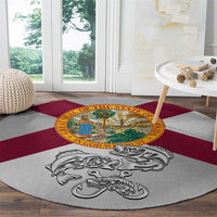 Florida State Flag Fishing Round Carpet Hook and Fish Sketch Graphic in Red and White Design - Wonder Print Shop