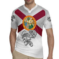 Florida State Flag Fishing Rugby Jersey Hook and Fish Sketch Graphic in Red and White Design - Wonder Print Shop