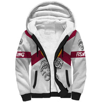Florida State Flag Fishing Sherpa Hoodie Hook and Fish Sketch Graphic in Red and White Design - Wonder Print Shop