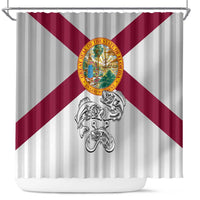 Florida State Flag Fishing Shower Curtain Hook and Fish Sketch Graphic in Red and White Design - Wonder Print Shop