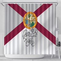 Florida State Flag Fishing Shower Curtain Hook and Fish Sketch Graphic in Red and White Design - Wonder Print Shop
