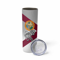 Florida State Flag Fishing Skinny Tumbler Hook and Fish Sketch Graphic in Red and White Design - Wonder Print Shop
