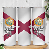 Florida State Flag Fishing Skinny Tumbler Hook and Fish Sketch Graphic in Red and White Design - Wonder Print Shop