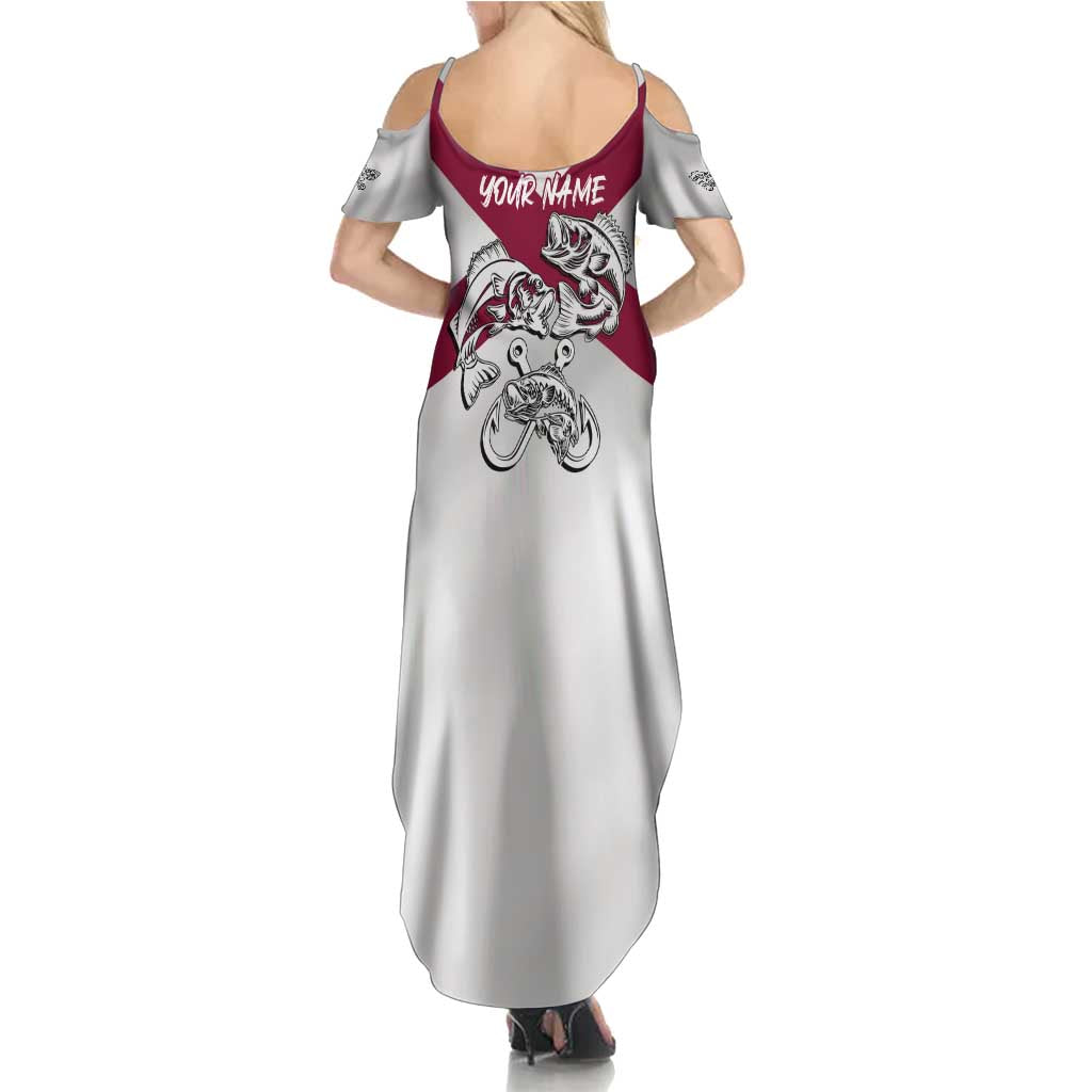 Florida State Flag Fishing Summer Maxi Dress Hook and Fish Sketch Graphic in Red and White Design - Wonder Print Shop
