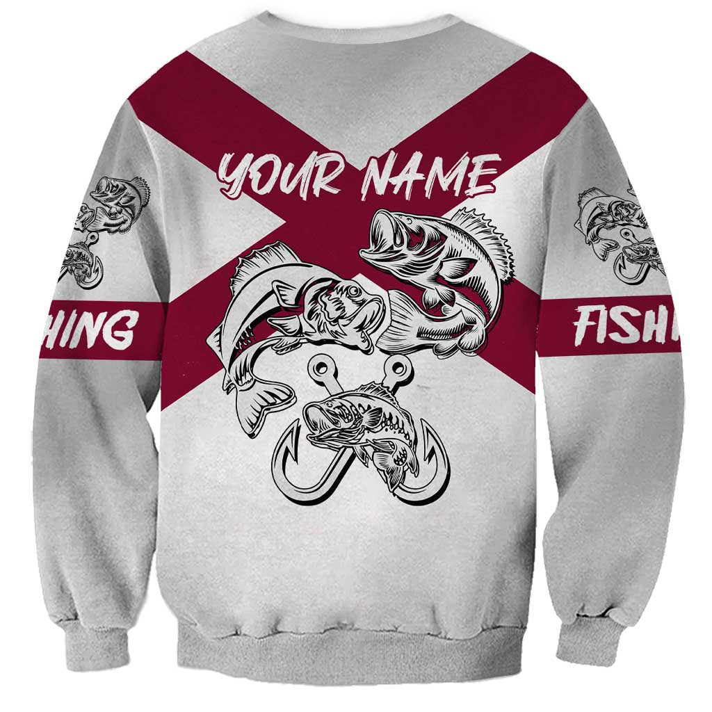 Florida State Flag Fishing Sweatshirt Hook and Fish Sketch Graphic in Red and White Design - Wonder Print Shop