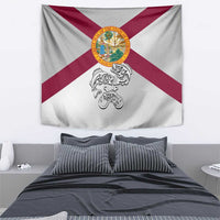 Florida State Flag Fishing Tapestry Hook and Fish Sketch Graphic in Red and White Design - Wonder Print Shop