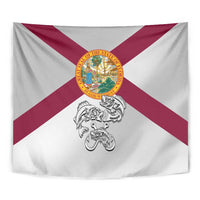 Florida State Flag Fishing Tapestry Hook and Fish Sketch Graphic in Red and White Design - Wonder Print Shop
