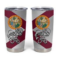 Florida State Flag Fishing Tumbler Cup Hook and Fish Sketch Graphic in Red and White Design - Wonder Print Shop
