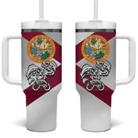 Florida State Flag Fishing Tumbler With Handle Hook and Fish Sketch Graphic in Red and White Design - Wonder Print Shop