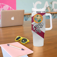 Florida State Flag Fishing Tumbler With Handle Hook and Fish Sketch Graphic in Red and White Design - Wonder Print Shop