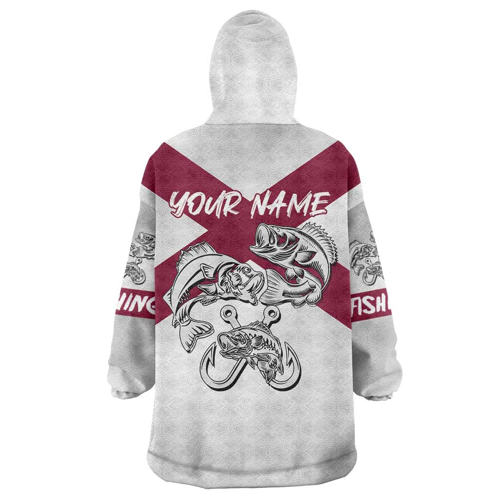 Florida State Flag Fishing Wearable Blanket Hoodie Hook and Fish Sketch Graphic in Red and White Design - Wonder Print Shop