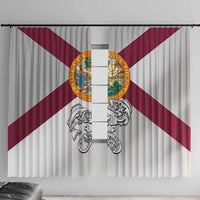 Florida State Flag Fishing Window Curtain Hook and Fish Sketch Graphic in Red and White Design - Wonder Print Shop
