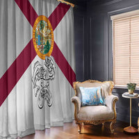 Florida State Flag Fishing Window Curtain Hook and Fish Sketch Graphic in Red and White Design - Wonder Print Shop