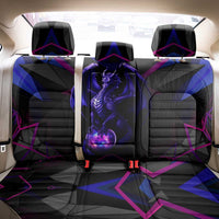 Custom Black And Purple Dragon Bowling Back Car Seat Cover Magic Orb Graphic on Geometric Black Background Design - Wonder Print Shop