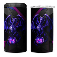 Custom Black And Purple Dragon Bowling 4 in 1 Can Cooler Tumbler Magic Orb Graphic on Geometric Black Background Design - Wonder Print Shop