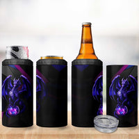 Custom Black And Purple Dragon Bowling 4 in 1 Can Cooler Tumbler Magic Orb Graphic on Geometric Black Background Design - Wonder Print Shop