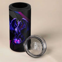 Custom Black And Purple Dragon Bowling 4 in 1 Can Cooler Tumbler Magic Orb Graphic on Geometric Black Background Design - Wonder Print Shop