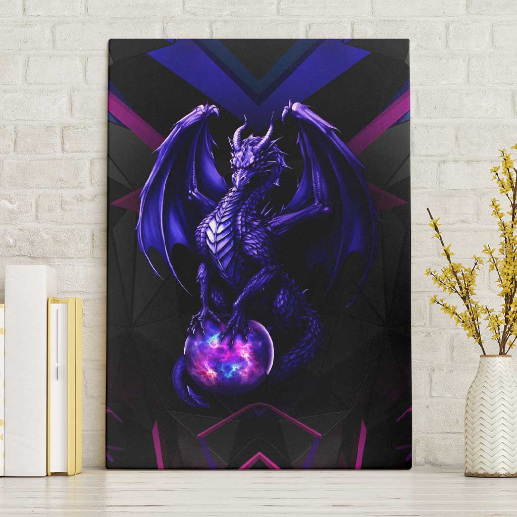 Custom Black And Purple Dragon Bowling Canvas Wall Art Magic Orb Graphic on Geometric Black Background Design - Wonder Print Shop