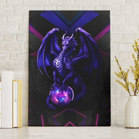 Custom Black And Purple Dragon Bowling Canvas Wall Art Magic Orb Graphic on Geometric Black Background Design - Wonder Print Shop