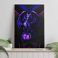 Custom Black And Purple Dragon Bowling Canvas Wall Art Magic Orb Graphic on Geometric Black Background Design - Wonder Print Shop