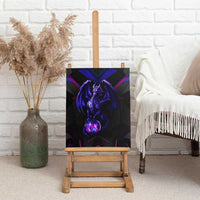 Custom Black And Purple Dragon Bowling Canvas Wall Art Magic Orb Graphic on Geometric Black Background Design - Wonder Print Shop