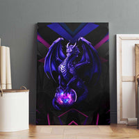 Custom Black And Purple Dragon Bowling Canvas Wall Art Magic Orb Graphic on Geometric Black Background Design - Wonder Print Shop