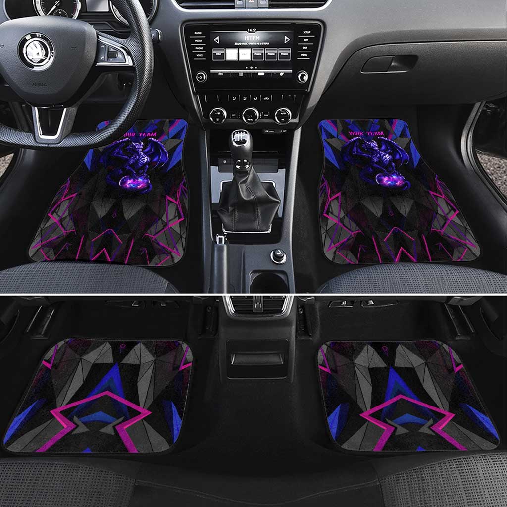 Custom Black And Purple Dragon Bowling Car Mats Magic Orb Graphic on Geometric Black Background Design - Wonder Print Shop