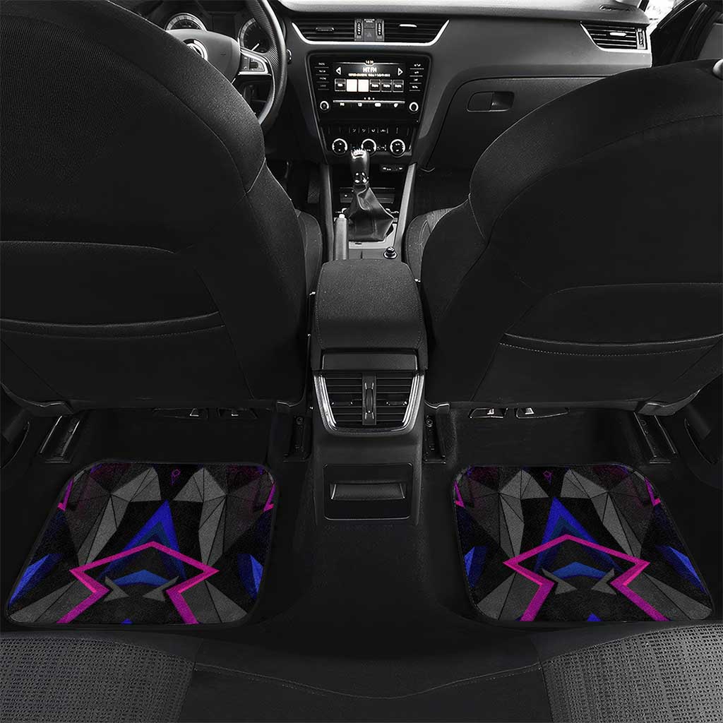 Custom Black And Purple Dragon Bowling Car Mats Magic Orb Graphic on Geometric Black Background Design - Wonder Print Shop