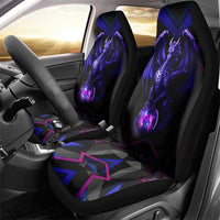 Custom Black And Purple Dragon Bowling Car Seat Cover Magic Orb Graphic on Geometric Black Background Design - Wonder Print Shop