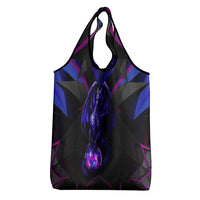 Custom Black And Purple Dragon Bowling Grocery Bag Magic Orb Graphic on Geometric Black Background Design - Wonder Print Shop