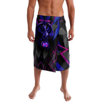 Custom Black And Purple Dragon Bowling Lavalava Magic Orb Graphic on Geometric Black Background Design - Wonder Print Shop