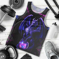 Custom Black And Purple Dragon Bowling Men Tank Top Magic Orb Graphic on Geometric Black Background Design - Wonder Print Shop