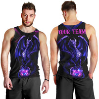 Custom Black And Purple Dragon Bowling Men Tank Top Magic Orb Graphic on Geometric Black Background Design - Wonder Print Shop