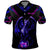 Custom Black And Purple Dragon Bowling Polo Shirt Magic Orb Graphic on Geometric Black Background Design - Wonder Print Shop