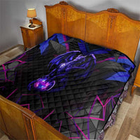 Custom Black And Purple Dragon Bowling Quilt Magic Orb Graphic on Geometric Black Background Design - Wonder Print Shop