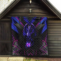 Custom Black And Purple Dragon Bowling Quilt Magic Orb Graphic on Geometric Black Background Design - Wonder Print Shop