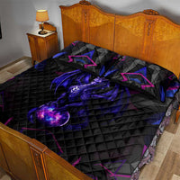 Custom Black And Purple Dragon Bowling Quilt Bed Set Magic Orb Graphic on Geometric Black Background Design - Wonder Print Shop