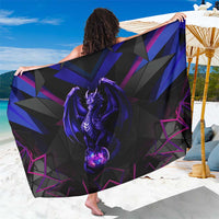 Custom Black And Purple Dragon Bowling Sarong Magic Orb Graphic on Geometric Black Background Design - Wonder Print Shop