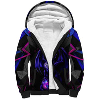 Custom Black And Purple Dragon Bowling Sherpa Hoodie Magic Orb Graphic on Geometric Black Background Design - Wonder Print Shop
